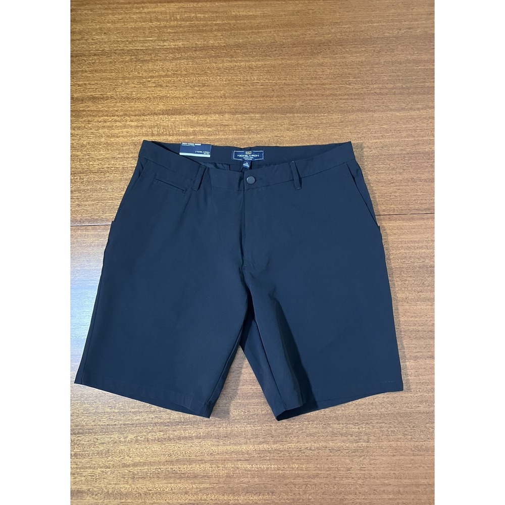 NWT Nickel & Iron Mens 36 Tech‎ Cargo Shorts Black Performance Stretch Slim Fit